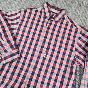 Vintage LEVIS Plaid Button Up Long Sleeve Shirt Red Blue Gray Casual Mens Size L